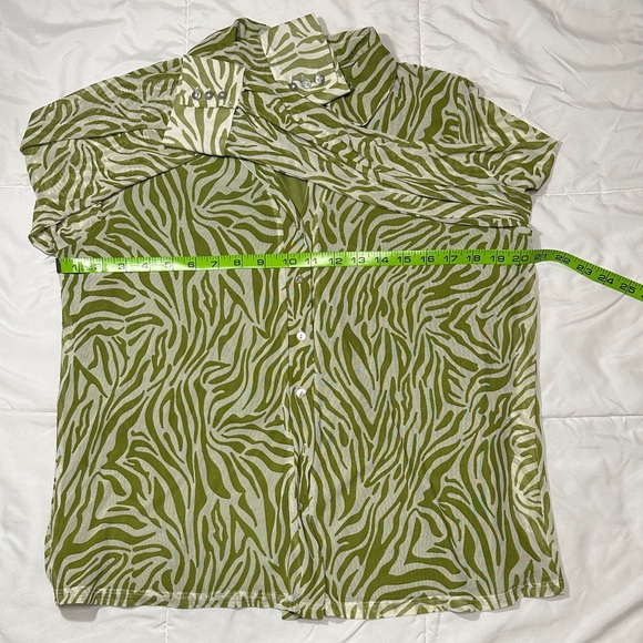 JOIE Green Zebra Print Button-Up Shirt - Picture 8 of 10